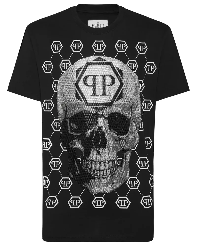 Philipp Plein T-Shirt mit strassverziertem Totenkopf - Schwarz Schwarz