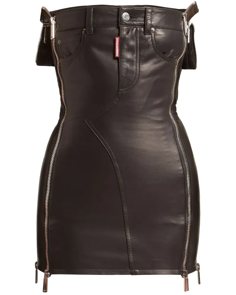 Dsquared2 Minikleid aus Leder - Schwarz Schwarz