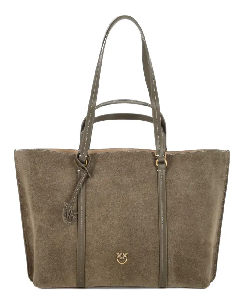 Pinko Love Birds suede tote bag - Braun Braun