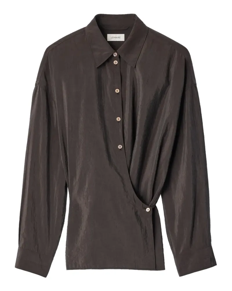 Christophe Lemaire straight collar twisted shirt in dry silk - Braun Braun