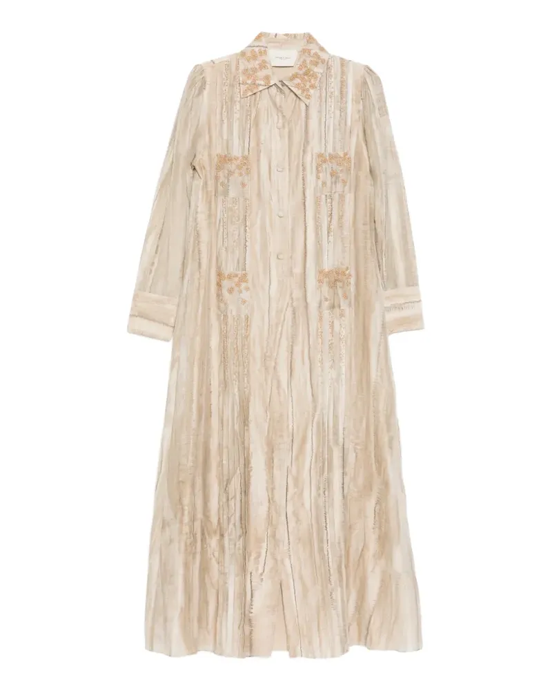 SHATHA ESSA Besticktes Hemdkleid mit Biesen - Nude Nude