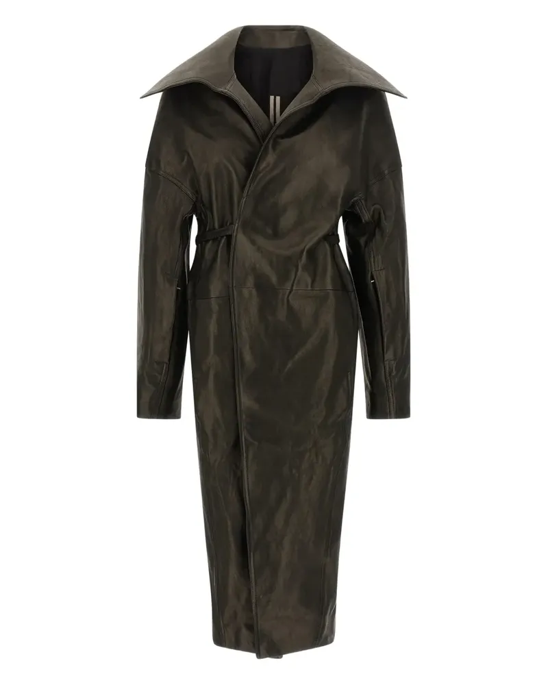 Rick Owens dracucollar belted leather coat - Schwarz Schwarz