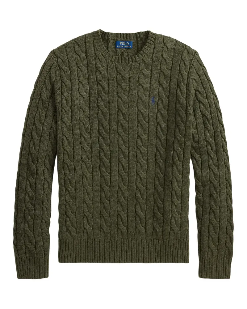 Ralph Lauren Zopfmuster-Pullover mit Pony-Stickerei - Grün Grün