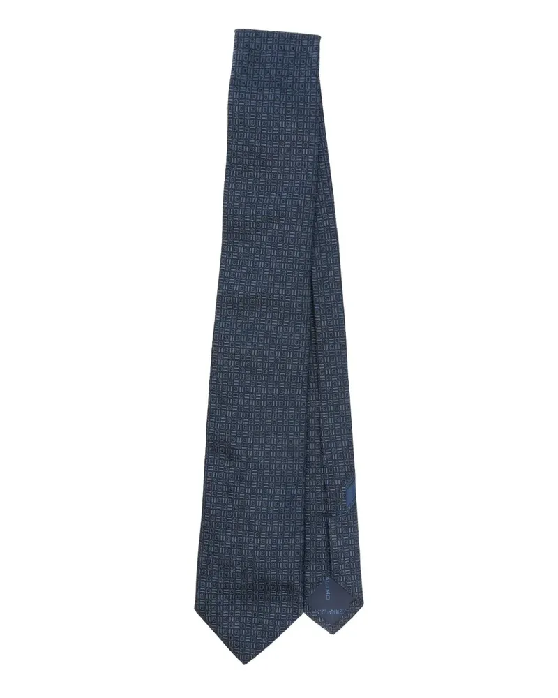 Ferragamo Geometrisch gemusterte Seidenkrawatte - Blau Blau