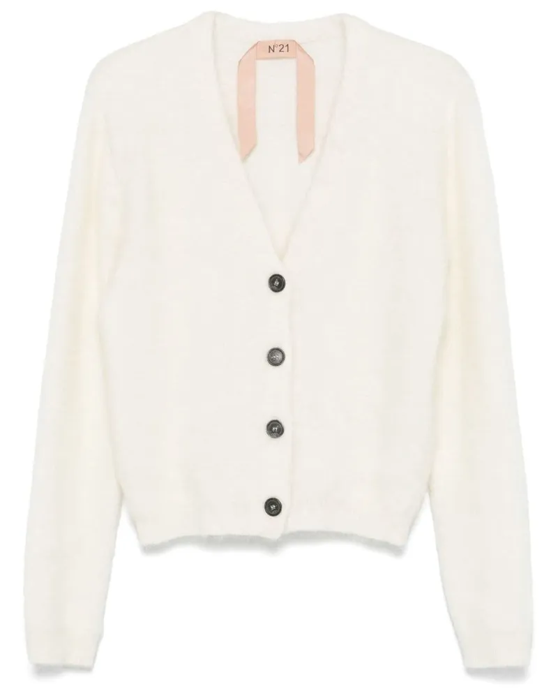 N° 21 Cardigan mit gebürstetem Effekt - Weiß Weiß