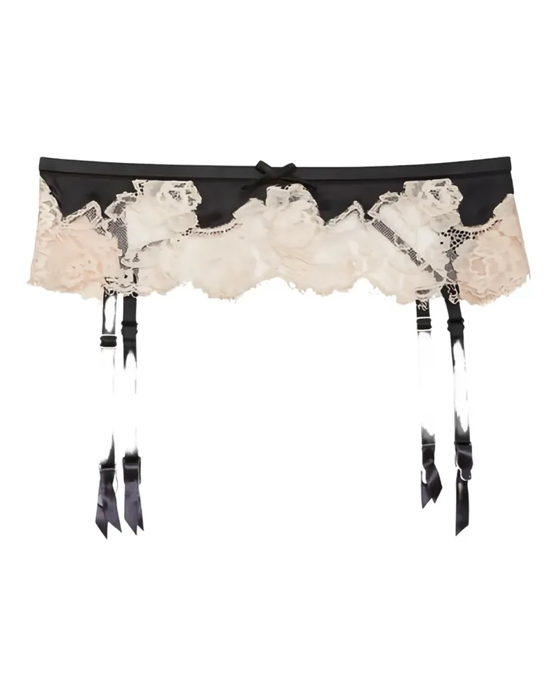 Fleur Du Mal lace-trimmed silk garter belt - Schwarz Schwarz