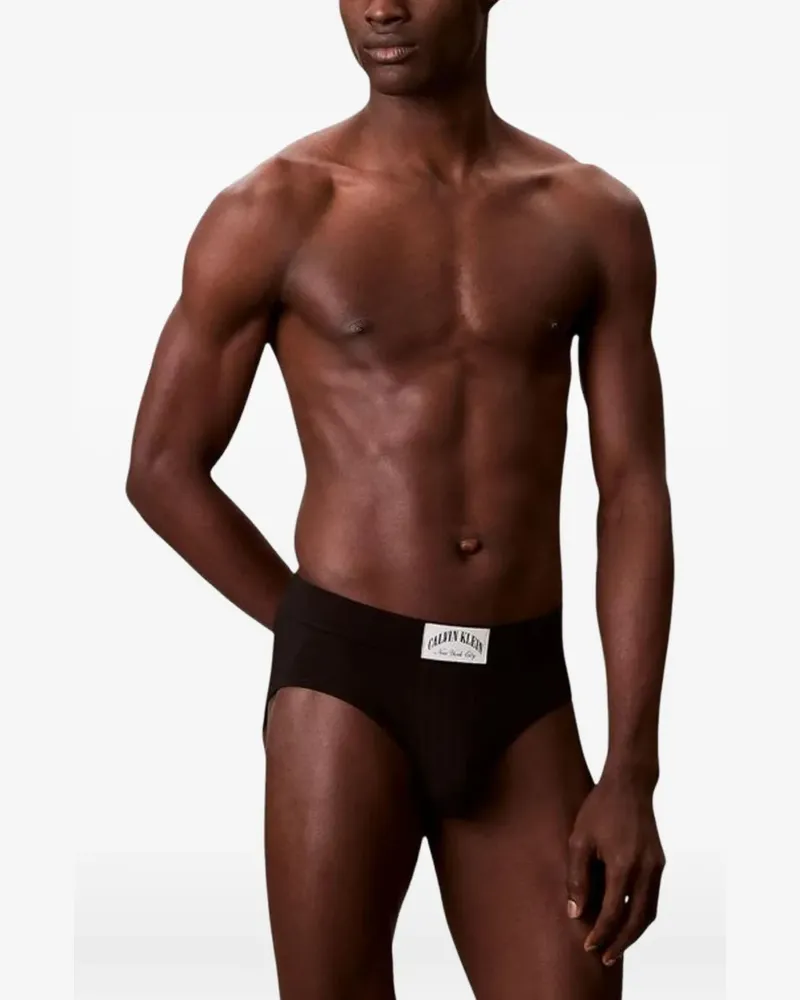 Calvin Klein Heritage Slip mit Logo-Patch - Schwarz Schwarz