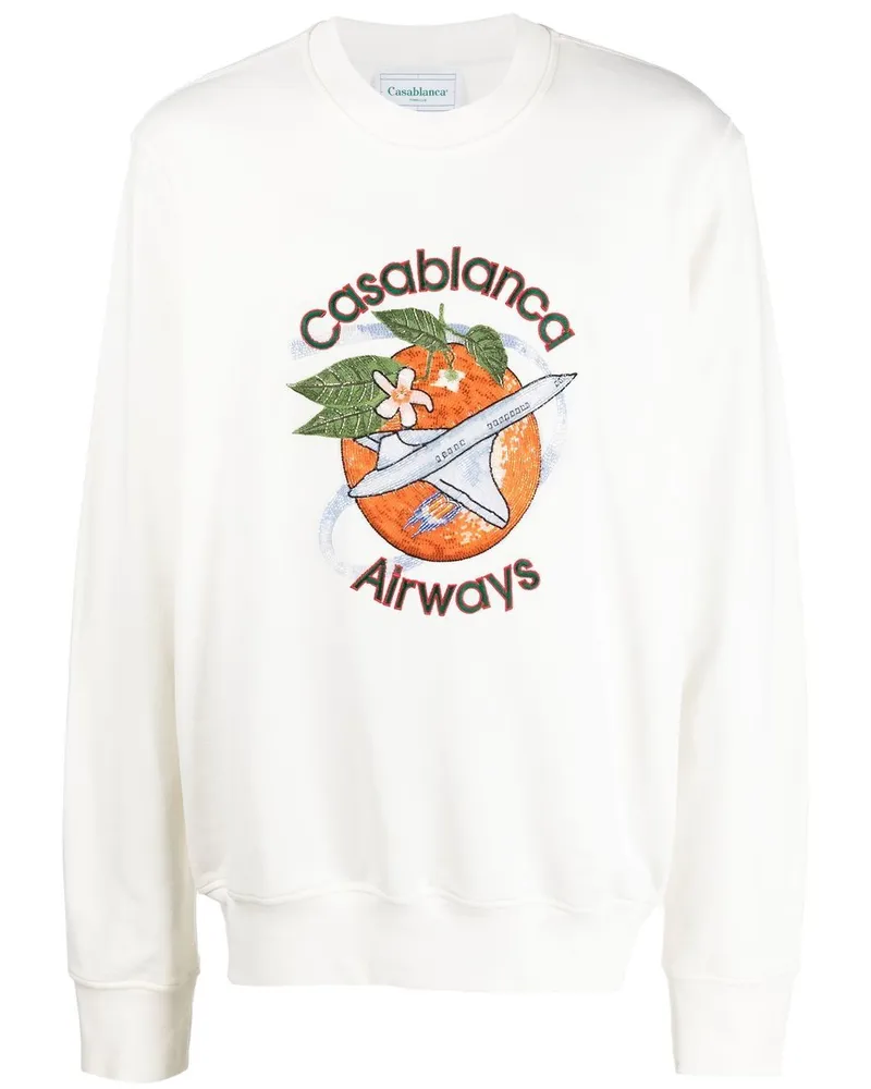 Casablanca Paris Orbite Autour de Orange Sweatshirt Weiß