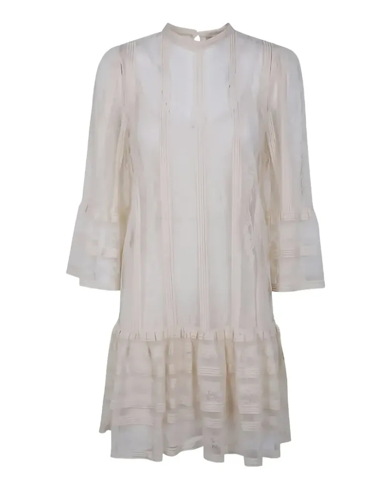 Twin-Set lace ruffled mini dress - Nude Nude