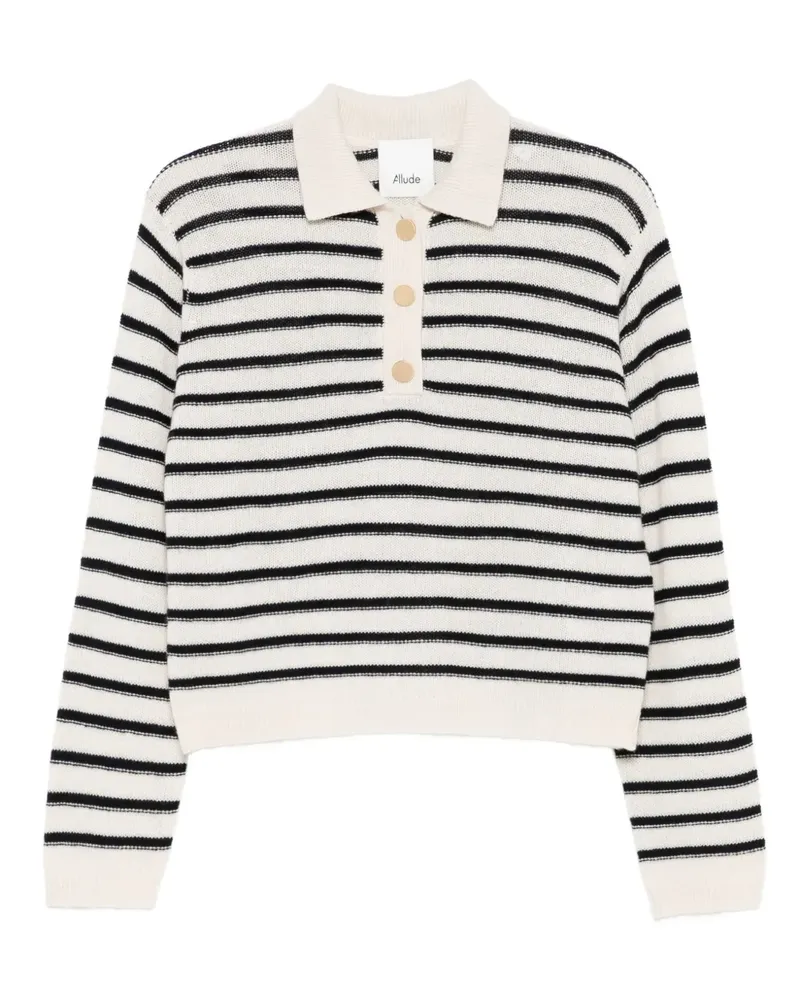 ALLUDE Gestreiftes Poloshirt - Nude Nude