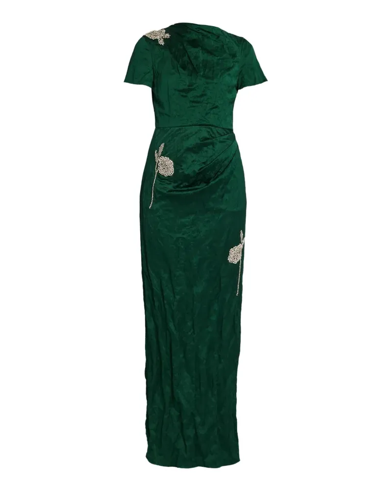 Erdem Strukturiertes Abendkleid mit Kristallen - Grün Grün