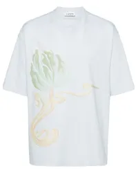 Lanvin T-Shirt mit Blumenstickerei Blau