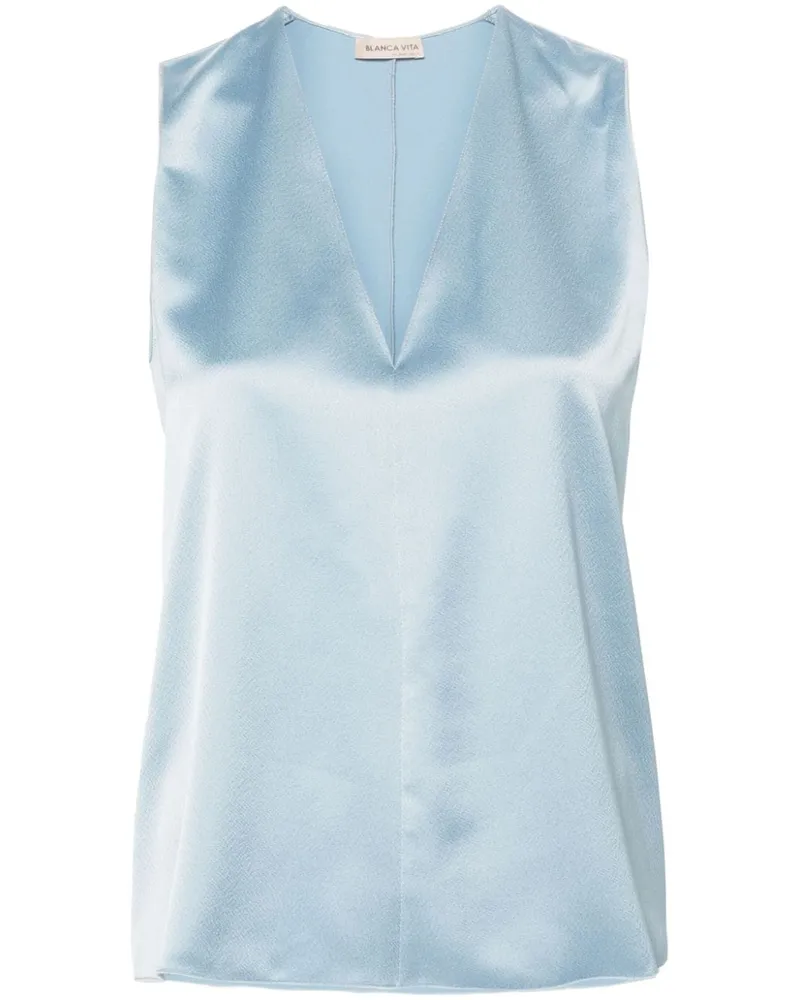 Blanca Ärmellose Tropeche Bluse - Blau Blau