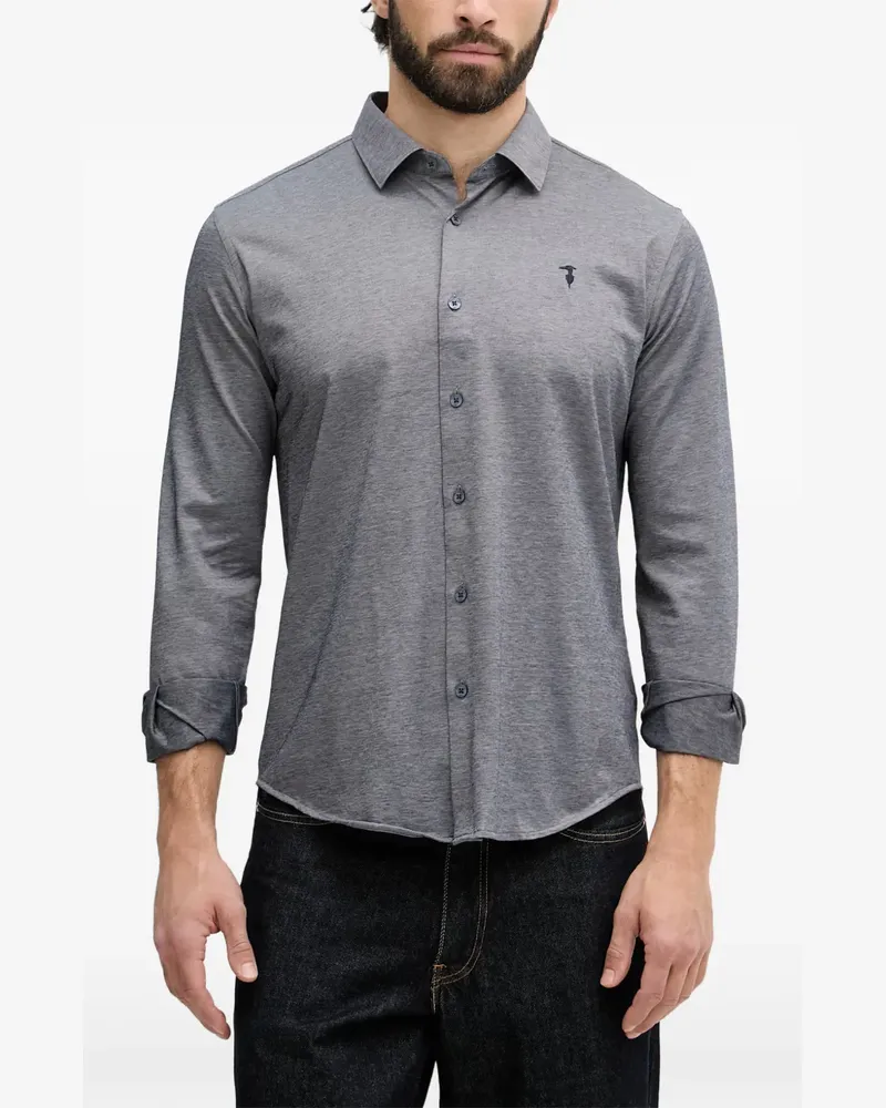Trussardi logo-embroidered long-sleeve shirt - Grau Grau