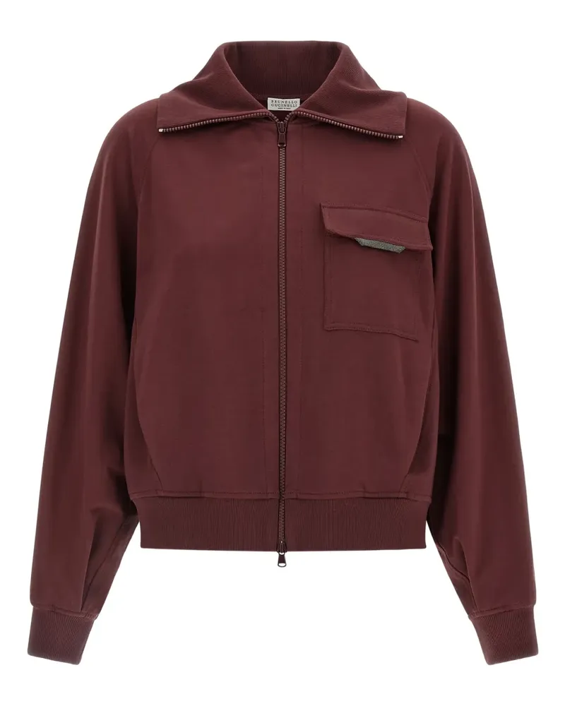 Brunello Cucinelli Stehkragen-Sweatshirt mit Klappentasche - Rot Rot