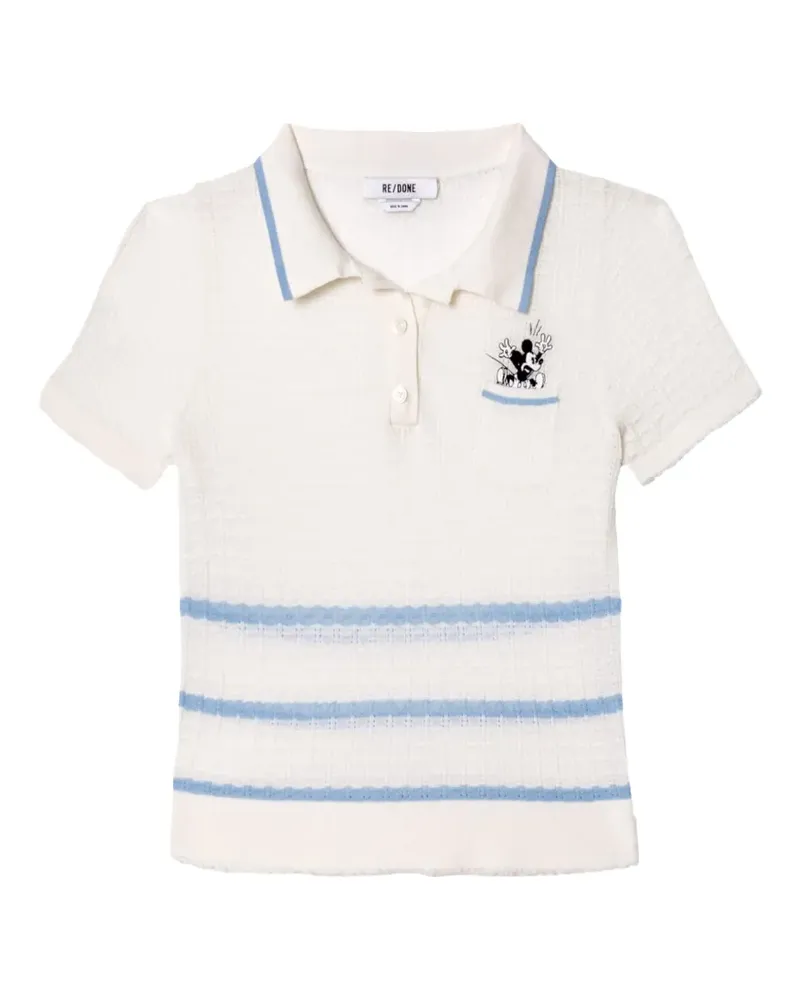 RE/DONE Gestreiftes Poloshirt mit Stickerei - Nude Nude
