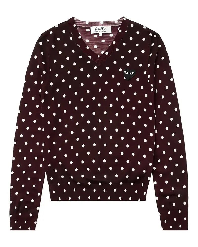 Comme des Garçons Gepunkteter Wollpullover mit V-Ausschnitt - Rot Rot