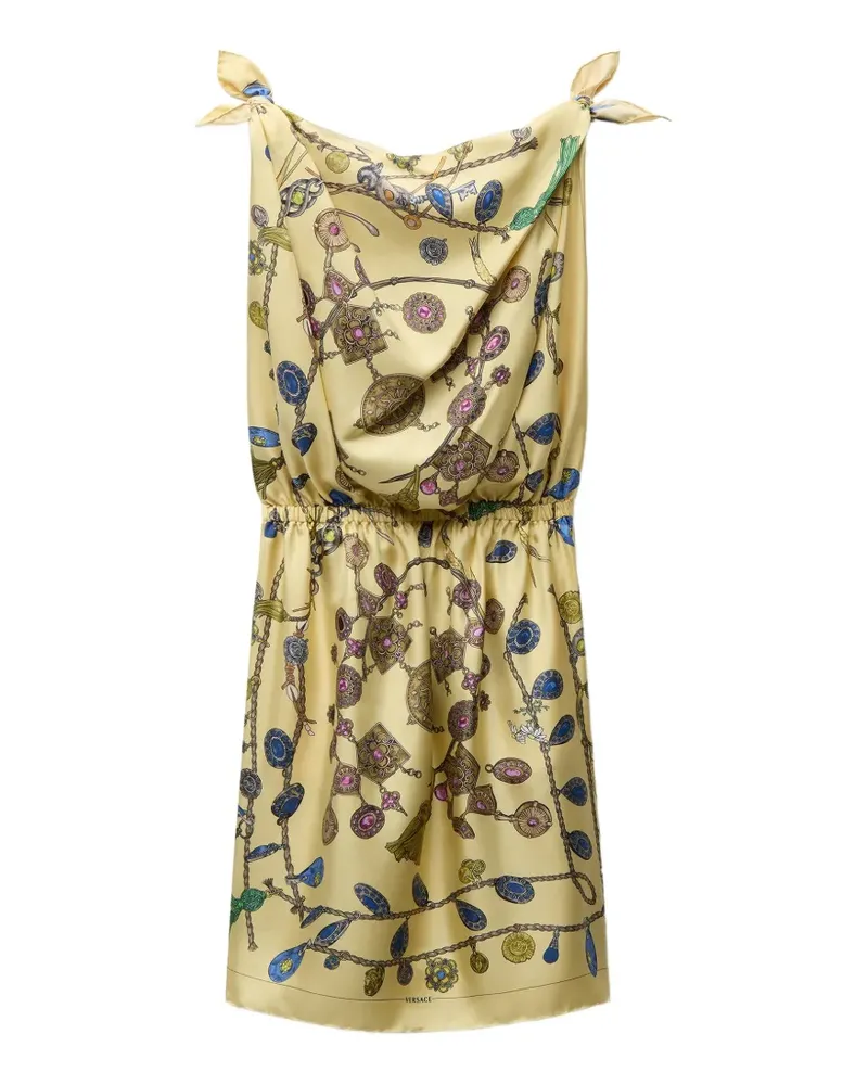 Versace printed cowl-neck mini dress - Gelb Gelb