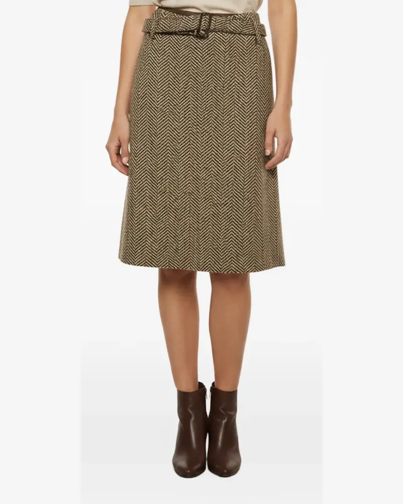 Max Mara Rock mit Fischgrätenmuster - Braun Braun