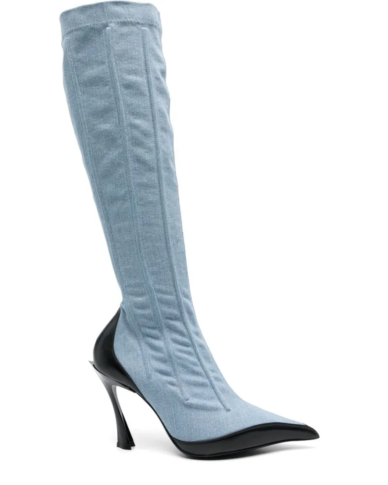Thierry Mugler Zweifarbige Fang Stiefel 105mm - Blau Blau