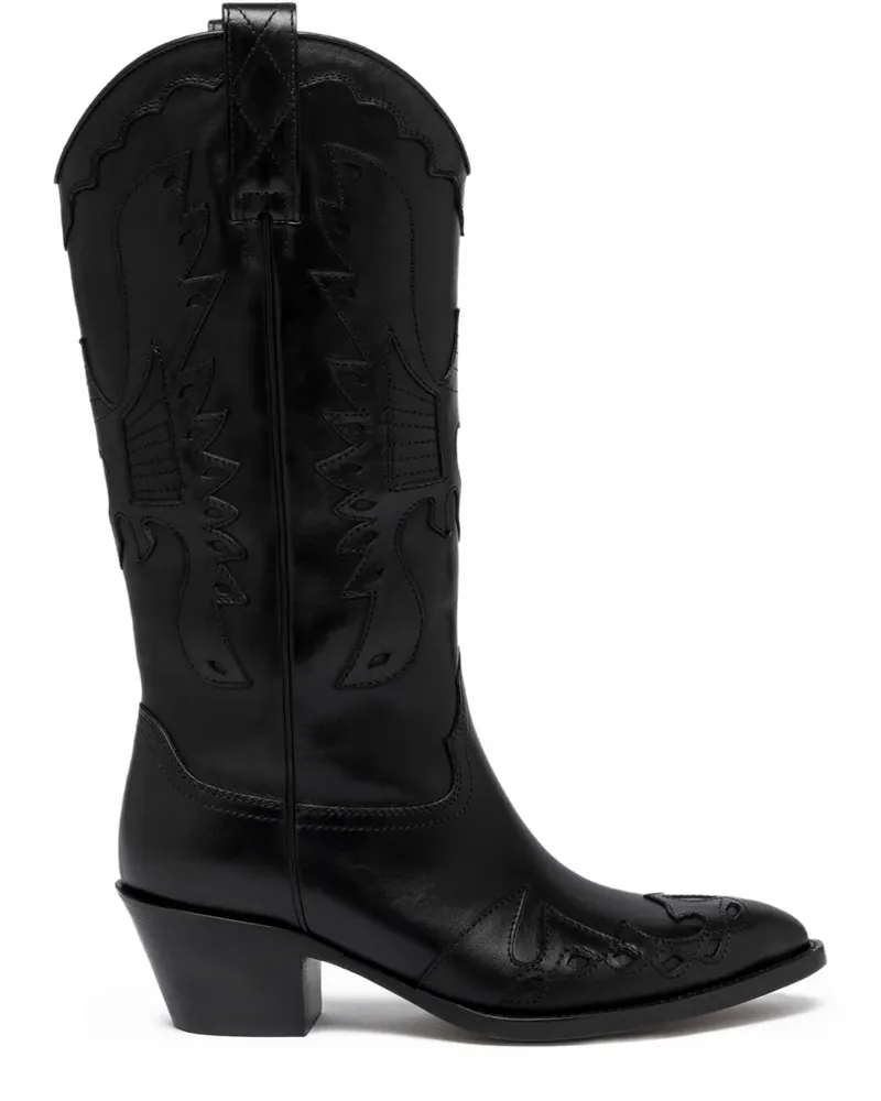 Buttero Annie Cowboystiefel mit spitzer Kappe 60mm - Schwarz Schwarz