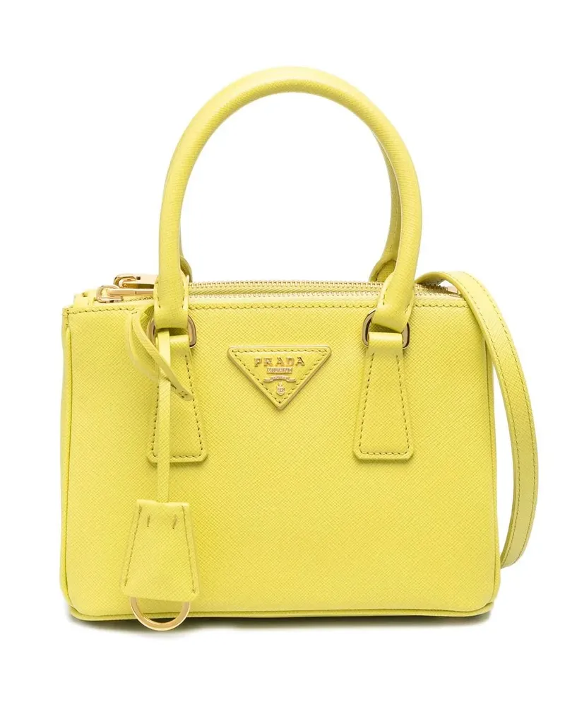 Prada Galleria Mini-Tasche aus Saffiano-Leder - Gelb Gelb