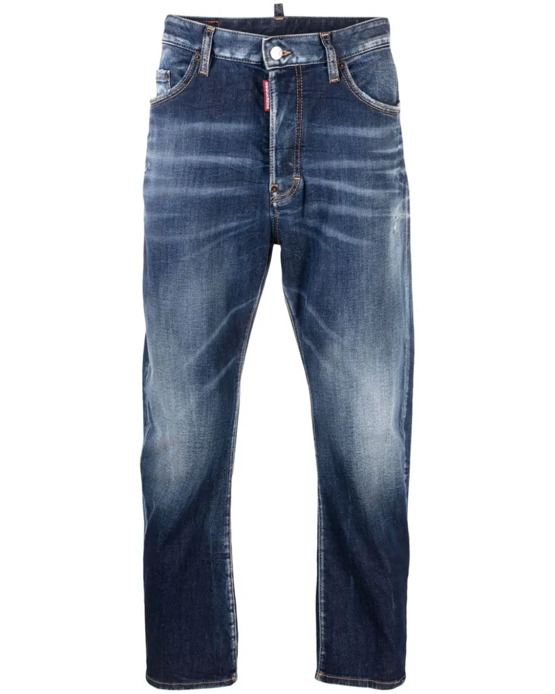 Dsquared2 Halbhohe Straight-Leg-Jeans - Blau Blau