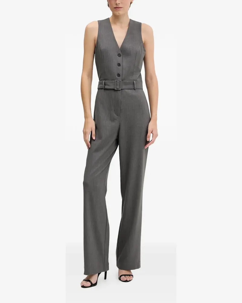 Sisley belted buttoned jumpsuit - Grau Grau