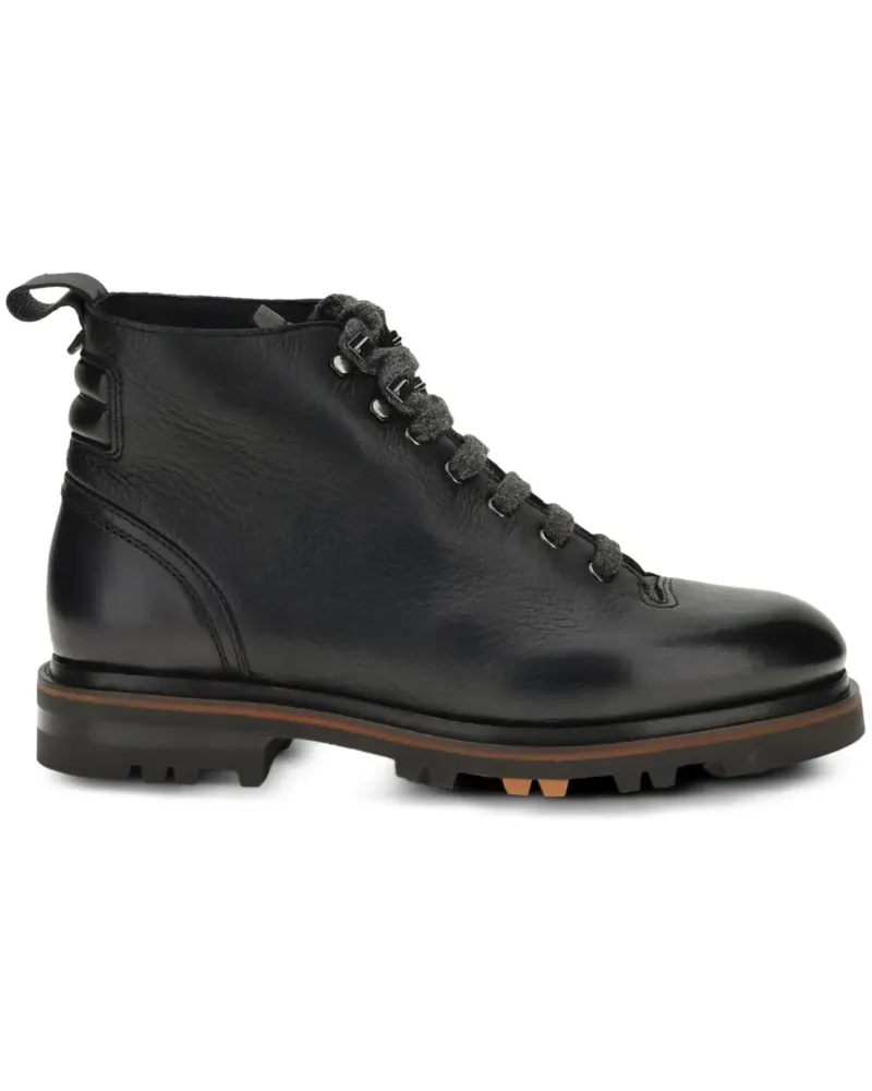 Santoni lace-up lugged-sole boots - Schwarz Schwarz