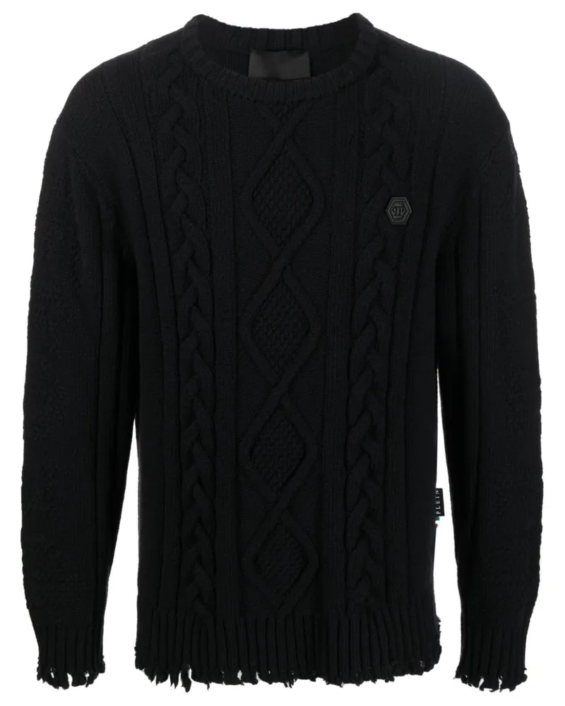 Philipp Plein Pullover im Distressed-Look Schwarz