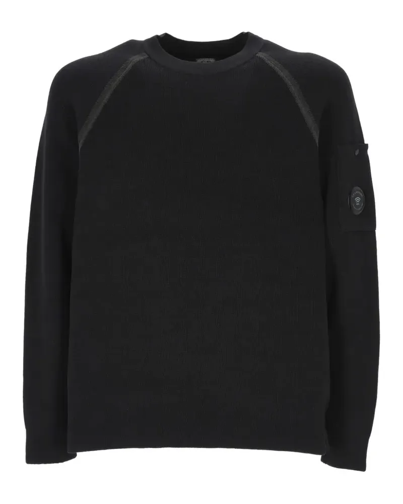 C.P. Company Pullover mit Raglanärmeln und Linsen-Detail - Schwarz Schwarz