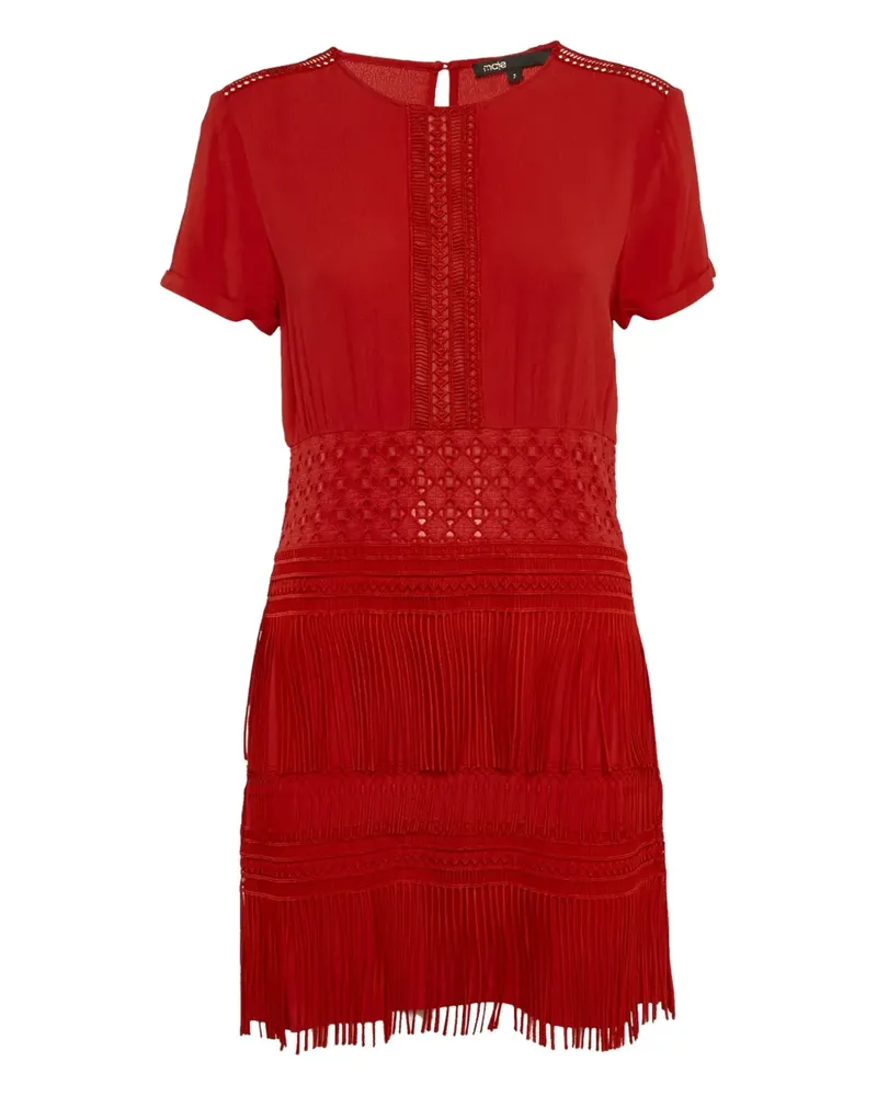 Maje Kleid mit Fransen - Rot Rot
