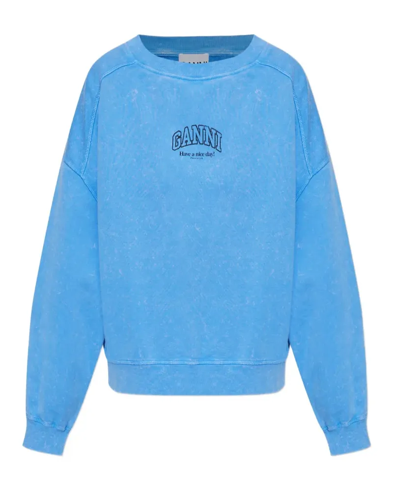 Ganni logo-print sweatshirt - Blau Blau
