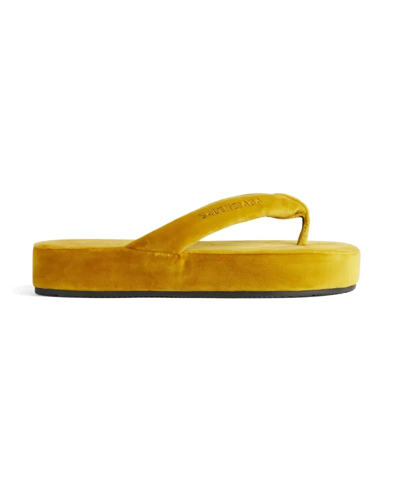 Balenciaga Jet Lag Plateau-Sandalen aus Samt - Gelb Gelb