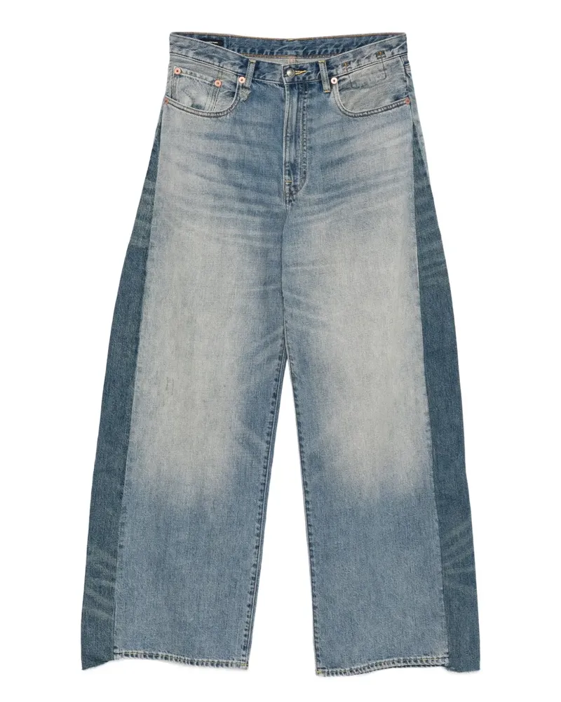 R13 Jeans in Colour-Block-Optik - Blau Blau