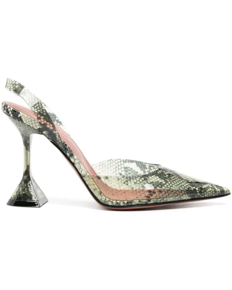 Amina Muaddi Holli Glass Pumps mit Schlangenleder-Effekt 95mm - Nude Nude