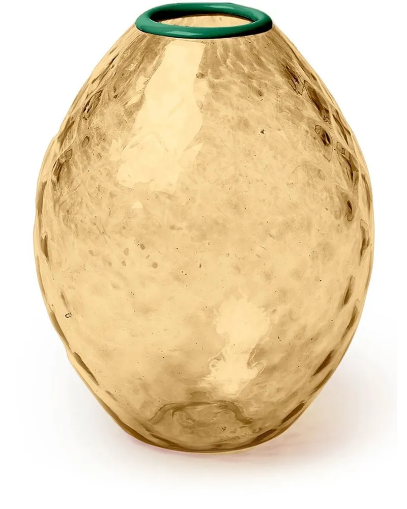 La DoubleJ Big Egg Glasvase mit Kontrastrand Gold