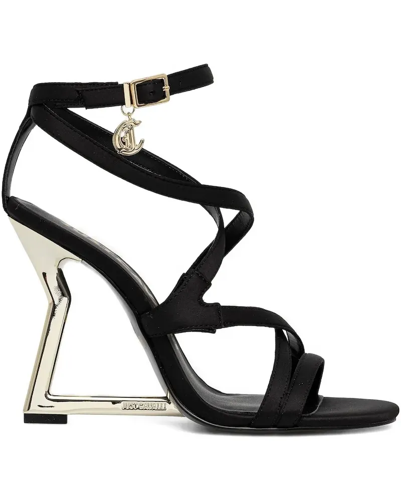 Just Cavalli Lady J Sandalen aus Satin mit Knöchelriemen - Schwarz Schwarz