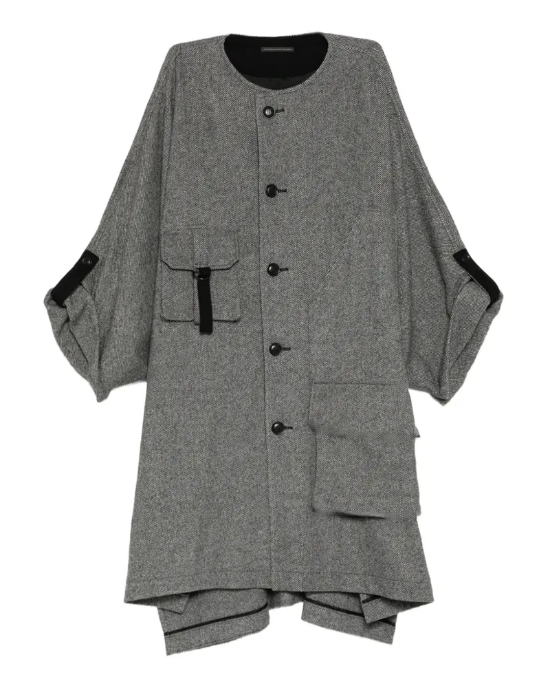 Yohji Yamamoto twill flannel collarless dolman coat - Grau Grau