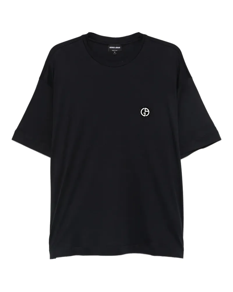 Giorgio Armani T-Shirt mit Logo-Patch - Blau Blau