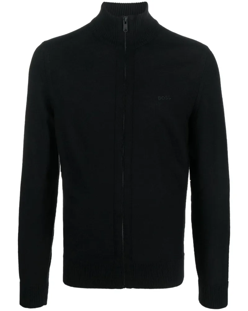 HUGO BOSS Cardigan mit Logo-Stickerei - Schwarz Schwarz