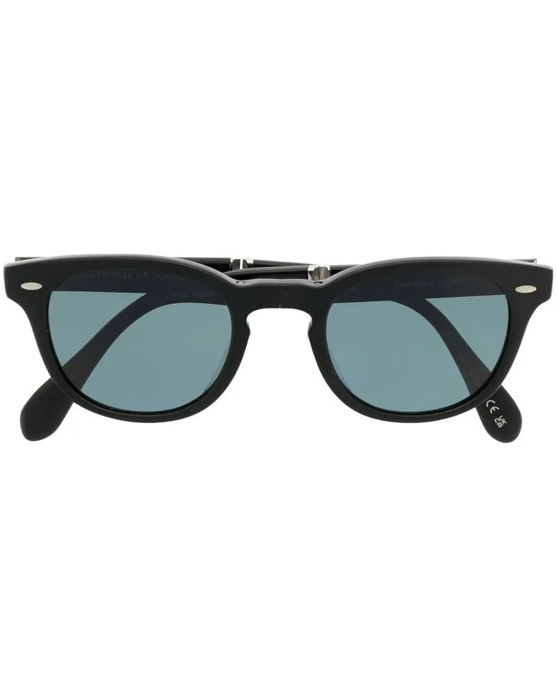 Oliver Peoples Sonnenbrille mit rundem Gestell - Schwarz Schwarz