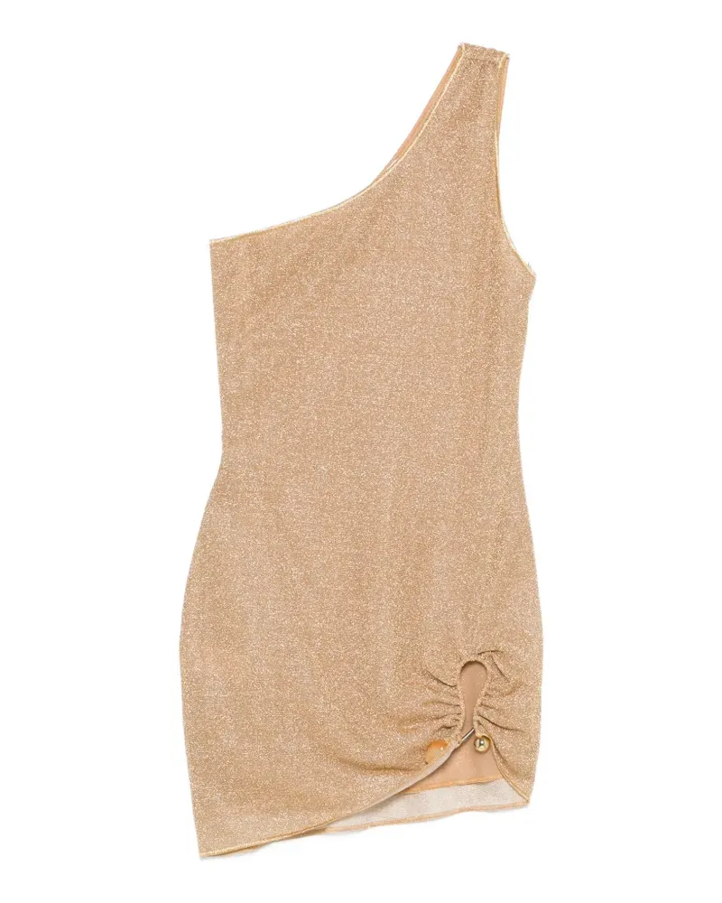 Oséree asymmetric-neck mini dress - Gold Gold