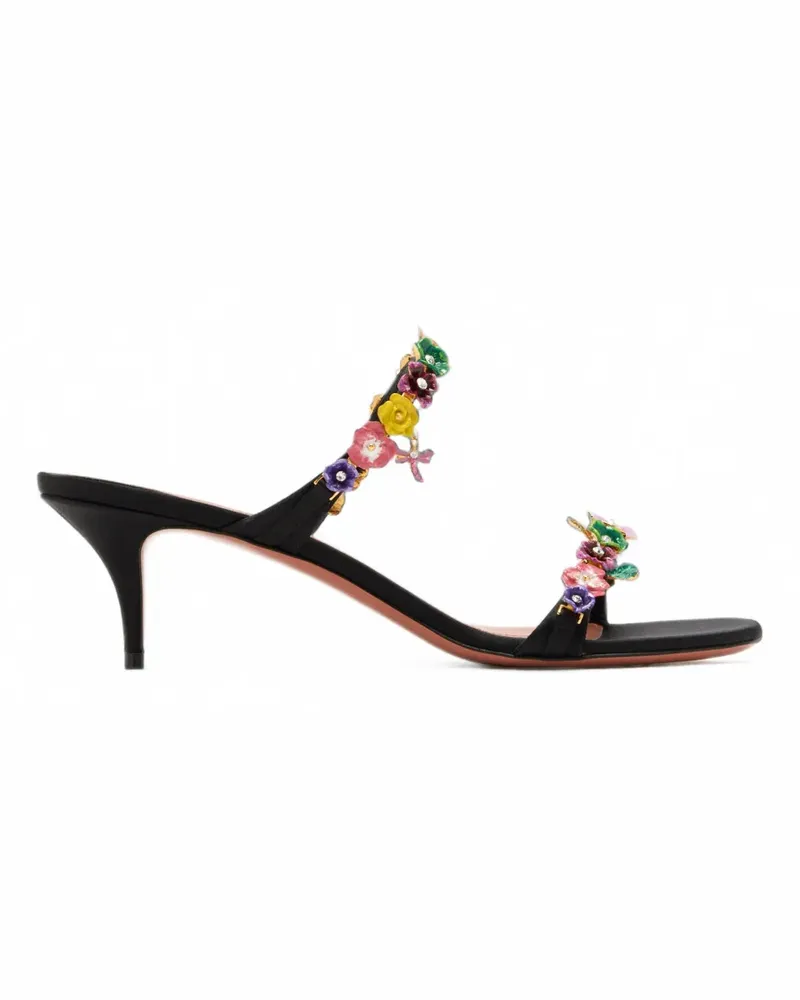 Amina Muaddi Vittoria floral-embellished sandals - Schwarz Schwarz