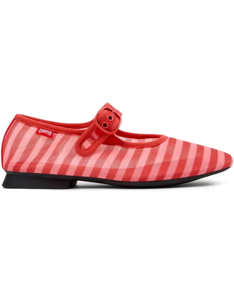 Camper Gestreifte Casi Myra Ballerinas mit Schnalle - Rot Rot