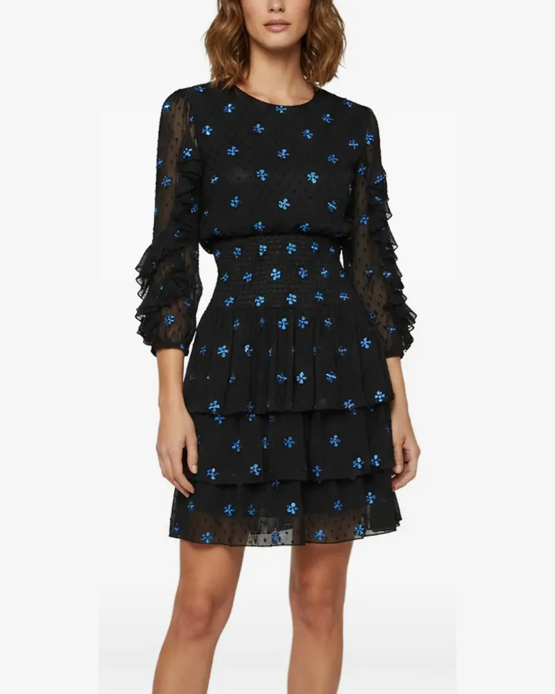 Maje Gestuftes Rocko Minikleid mit Punkten - Schwarz Schwarz