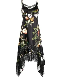 Monse Asymmetrisches Kleid mit Blumen-Print Schwarz