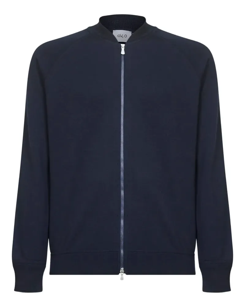 D4.0 ribbed bomber collar knit sweater - Blau Blau