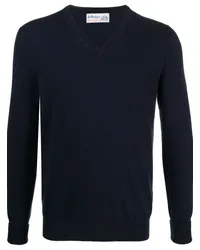 Ballantyne Kaschmirpullover mit V-Ausschnitt Blau