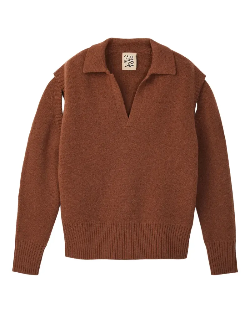 Camper Pullover mit Polokragen - Braun Braun